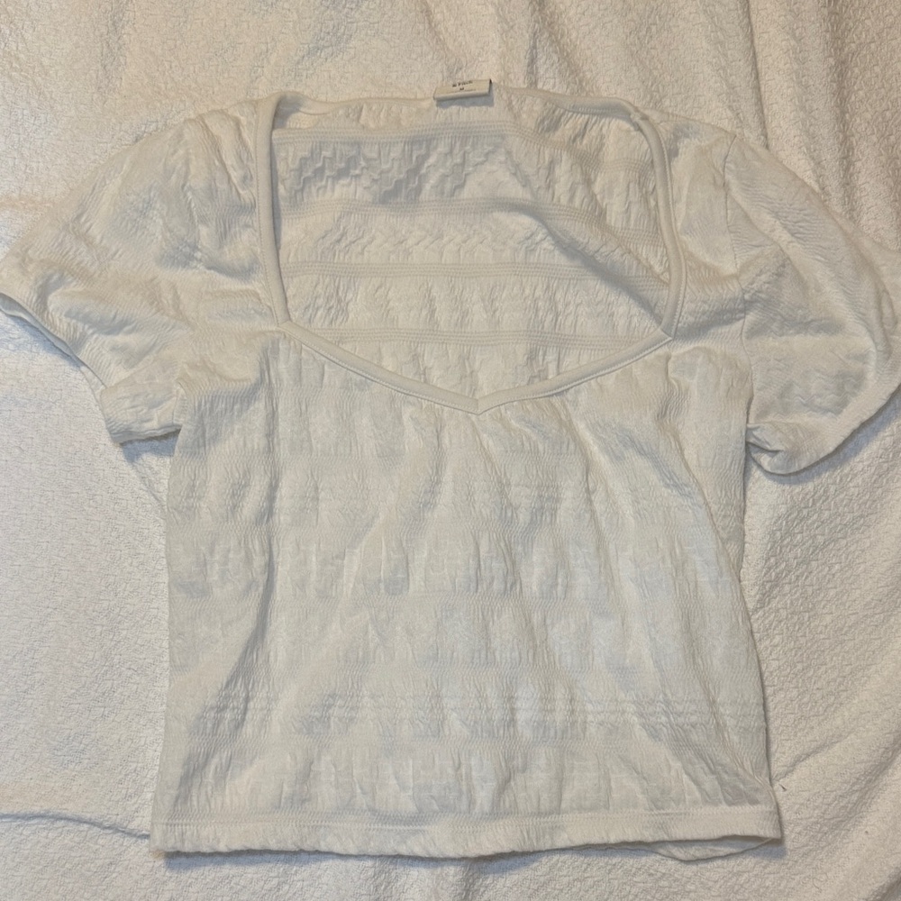 White Textured Women's Top
